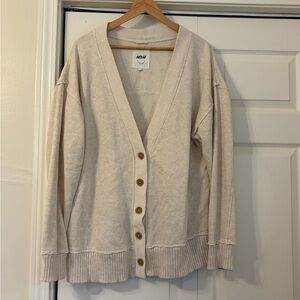Aerie Varsity Cardigan Cream Heather Medium